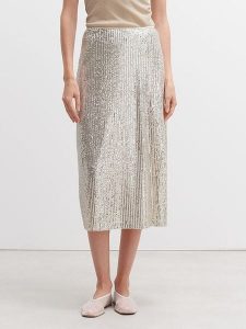 OPUS Spódnica w kolorze srebrnym rozmiar: 42. Szare spódnice Opus, bez wzorów, midi. Za 167,95 zł.