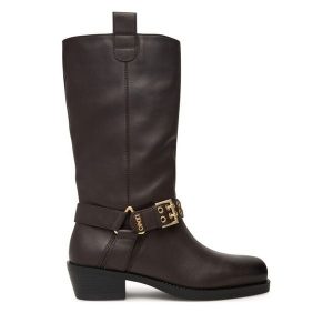 Kozaki Liu Jo. Brązowe kozaki Liu Jo, bez wzorów, bez obcasa, na płaskiej podeszwie, bez zapięcia. Za 699,00 zł.