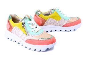 WALDLAUFER 993004909328 melon grun lightgold, półbuty damskie. Różowe półbuty Waldlaufer, bez wzorów, bez obcasa, bez zapięcia. Za 497,17 zł.