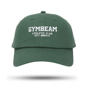 Czapka unisex fitness z daszkiem zielona Athletic Club. Zielone czapki GYMBEAM, bez wzorów. Za 59,90 zł.