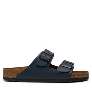 Klapki Birkenstock. Niebieskie klapki Birkenstock, bez wzorów, bez obcasa. Za 379,99 zł.