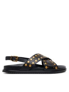 TWINSET Sandały 251TGT070 Czarny. Czarne sandały Twinset, bez wzorów, ze skóry, bez obcasa, na płaskiej podeszwie, bez zapięcia. Za 599,99 zł.