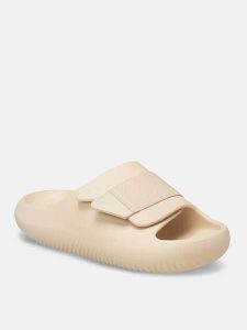 Crocs Klapki "Mellow Luxe Recovery" w kolorze beżowym rozmiar: 41/42. Brązowe klapki Crocs, bez wzorów, z otwartym noskiem, bez obcasa. Za 195,99 zł.