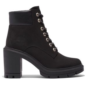 Botki Timberland. Czarne botki Timberland, bez wzorów, bez obcasa, na słupku, bez zapięcia. Za 579,99 zł.