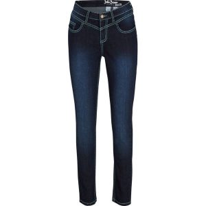 Dżinsy Skinny Mid Waist, kontrastowe szwy. Niebieskie jeansy bonprix, bez wzorów, z jeansu. Za 117,99 zł.