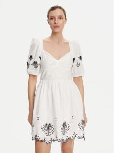 French Connection Sukienka letnia 71YOT Biały Regular Fit. Białe kombinezony French Connection, na lato, bez wzorów, z bawełny, bez kołnierzyka, bez ramiączek. Za 429,99 zł.