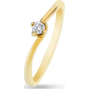 Złoty Pierścionek - złoto żółte 585, Brylant 0,08ct. Pierścionki marki W.KRUK. Za 1 590,00 zł.