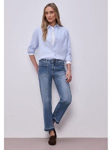 Street One Dżinsy - Straight fit - w kolorze niebieskim rozmiar: W26/L28. Niebieskie jeansy Street One, z aplikacjami, ze skóry. Za 149,31 zł.