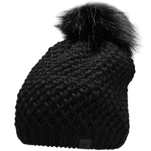 Czapka damska 4F. Czarne czapki 4f, bez wzorów, z materiału, sportowe. Za 52,99 zł.