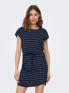 ONLY Sukienka codzienna 15153021 Granatowy Regular Fit. Niebieskie kombinezony ONLY, xs, bez wzorów, z bawełny, bez kołnierzyka, bez ramiączek. Za 49,99 zł.
