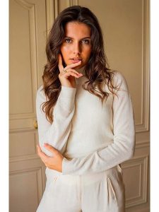 Maison Héritage Cashmere Kaszmirowy golf w kolorze kremowym rozmiar: M. Brązowe golfy Maison Héritage Cashmere, bez wzorów, z kaszmiru. Za 381,24 zł.