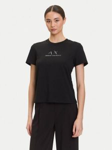 Armani Exchange T-Shirt XW001345 AF16356 UC001 Czarny Regular Fit. Czarne t-shirty Armani Exchange, s, bez wzorów, z bawełny, bez kołnierzyka, bez ramiączek. Za 199,99 zł.