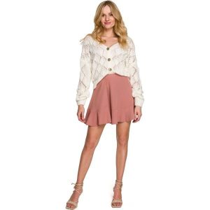Rozkloszowana Mini Spódniczka z Falbanką - Różowa. Czerwone spódnice MOE, l, bez wzorów, z elastanu, mini. Za 165,90 zł.