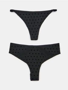 Majtki brazyliany i stringi w serca 2 pack - czarny. Czarne stringi Sinsay, bez wzorów. Za 19,99 zł.