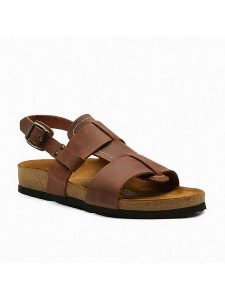 Comfortfusse Skórzane sandały "Likya" w kolorze brązowym rozmiar: 42. Brązowe sandały Comfortfüße, bez wzorów, z otwartym noskiem, bez obcasa, bez zapięcia. Za 260,99 zł.