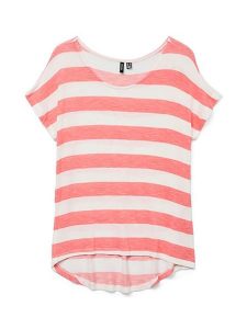 Vero Moda Koszulka w kolorze koralowo-białym rozmiar: S. Białe bluzki Vero Moda, s, bez wzorów, bez kołnierzyka, bez ramiączek. Za 83,22 zł.