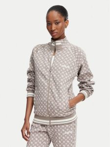 Guess Bluza V5YQ03 KB212 Brązowy jasny Regular Fit. Brązowe bluzy Guess, l, z aplikacjami, z syntetyku, bez kaptura. Za 390,99 zł.