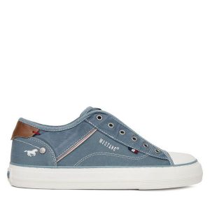 Trampki Mustang. Niebieskie trampki Mustang, bez wzorów, bez zapięcia. Za 179,99 zł.