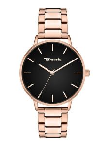 Tamaris Zegarek kwarcowy w kolorze różowozłoto-czarnym rozmiar: onesize. Czarne, analogowe zegarki Tamaris. Za 195,95 zł.
