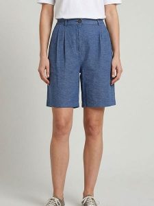 MOSS COPENHAGEN Bermudy "Viana" w kolorze niebieskim rozmiar: L. Niebieskie szorty Moss Copenhagen, bez wzorów, z podwyższonym stanem. Za 166,49 zł.