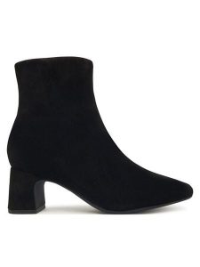Clarks Botki Fernie Zip 26182936 Czarny. Czarne botki Clarks, bez wzorów, ze skóry, bez obcasa, na słupku, bez zapięcia. Za 399,99 zł.