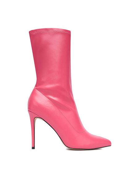 DeeZee Botki ZALMM220168 Różowy. Czerwone botki DeeZee, bez wzorów, z materiału, bez obcasa, na szpilce, bez zapięcia. Za 199,99 zł.