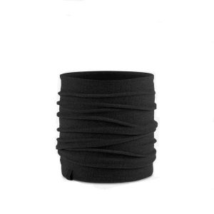 Komin na szyję Buff® Merino Fleece. Czarne szaliki Buff, na zimę, bez wzorów, z elastanu. Za 169,99 zł.