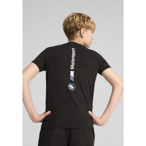 Młodzieżowa koszulka BMW M Motorsport ESS+ z logo PUMA Black. Czarna koszulki sportowe Puma, bez wzorów, bez ramiączek. Za 129,00 zł.