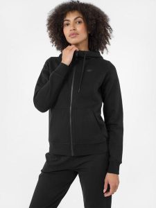 4F Bluza dresowa rozpinana z kapturem damska S. Czarne bluzy 4f, s, bez wzorów, z dresówki, z kapturem. W wyprzedaży za 79,99 zł.