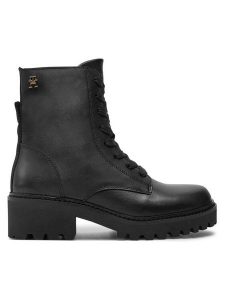 Tommy Hilfiger Trapery FW0FW08305 Czarny. Czarne buty zimowe TOMMY HILFIGER, ze skóry, bez obcasa, bez zapięcia. Za 419,99 zł.