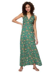 Aller Simplement Sukienka w kolorze zielono-różowym rozmiar: 34/36. Zielone sukienki Aller Simplement, bez wzorów, z bawełny, klasyczne, bez kołnierzyka, bez ramiączek, maxi. Za 79,21 zł.