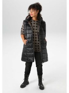 Aniston Kamizelka pikowana w kolorze czarnym rozmiar: 50. Czarne kamizelki Aniston, bez wzorów, bez kołnierzyka, bez ramiączek, bez kaptura. Za 143,56 zł.