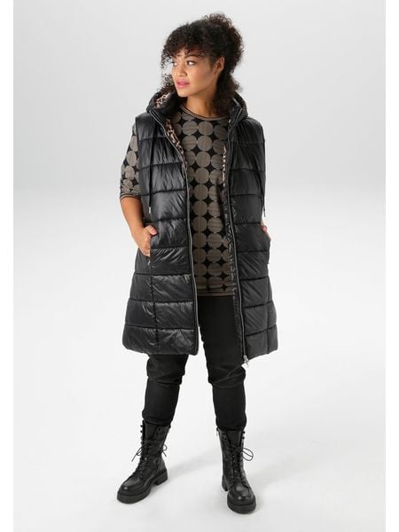 Aniston Kamizelka pikowana w kolorze czarnym rozmiar: 50. Czarne kamizelki Aniston, bez wzorów, bez kołnierzyka, bez ramiączek, bez kaptura. Za 126,15 zł.