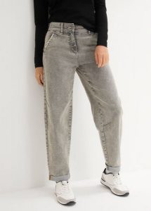 Dżinsy z efektem vintage. Niebieskie jeansy bonprix, bez wzorów, z jeansu. Za 119,99 zł.