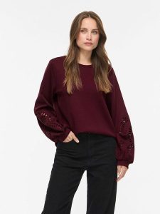 Vila Bluza "Sandy" w kolorze bordowym rozmiar: S. Czerwone bluzy Vila, s, bez wzorów, z materiału, bez kaptura. Za 159,95 zł.