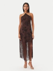 Vero Moda Sukienka koktajlowa Tathiana 10355696 Brązowy ciemny Regular Fit. Brązowe kombinezony Vero Moda, xs, bez wzorów, z syntetyku, wizytowe, bez kołnierzyka, bez ramiączek. Za 319,99 zł.