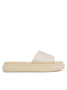 Calvin Klein Klapki Flatform Slide Jacq HW0HW02461 Écru. Klapki Calvin Klein, bez wzorów, z materiału, bez obcasa. Za 259,99 zł.