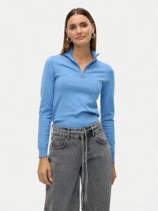 Vero Moda Sweter Happiness 10317993 Niebieski Slim Fit. Niebieskie swetry klasyczne Vero Moda, m, z wiskozy, bez kołnierzyka. Za 79,99 zł.