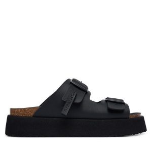 Klapki D.Franklin. Czarne klapki D.Franklin, bez wzorów, bez obcasa. Za 429,99 zł.