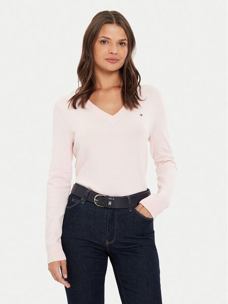 Tommy Hilfiger Sweter WW0WW40098 Różowy Regular Fit. Czerwone swetry klasyczne TOMMY HILFIGER, xl, z syntetyku, bez kołnierzyka. Za 359,99 zł.