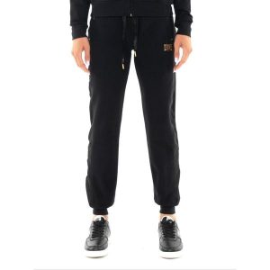 Spodnie dresowe z bawełna z sznurek regulacyjny na co dzień. Czarne spodnie dresowe LEONE 1947 APPAREL, bez wzorów, z bawełny. W wyprzedaży za 124,24 zł.