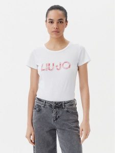 Liu Jo Beachwear T-Shirt VA5154 JS003 Biały Regular Fit. Białe t-shirty Liu Jo Beachwear, l, bez wzorów, z bawełny, bez kołnierzyka, bez ramiączek. Za 149,99 zł.