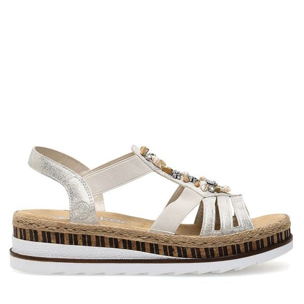 Sandały Rieker. Szare sandały Rieker, bez wzorów, bez obcasa, na płaskiej podeszwie, bez zapięcia. Za 329,99 zł.