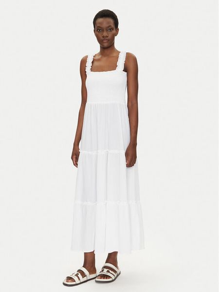 Iconique Sukienka letnia IC25-009 Biały Regular Fit. Białe kombinezony Iconique, na lato, l, bez wzorów, z syntetyku, bez kołnierzyka, bez ramiączek. Za 379,99 zł.