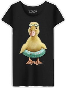 WOOOP Koszulka "Duck Bouee" w kolorze czarnym rozmiar: XXL. Czarne bluzki Wooop, xxl, bez wzorów, z bawełny, bez kołnierzyka, bez ramiączek. Za 56,99 zł.