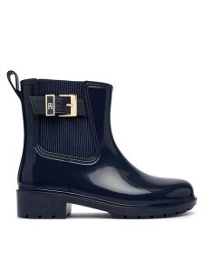 Tommy Hilfiger Kalosze Th Buckle Glossy Ankle Rain Boot FW0FW09543 Granatowy. Niebieskie kalosze TOMMY HILFIGER, bez wzorów, z syntetyku. Za 409,99 zł.
