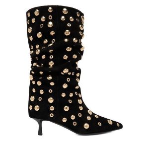 Botki Eva Minge. Czarne botki Eva Minge, bez wzorów, bez obcasa, na szpilce, bez zapięcia. Za 549,99 zł.