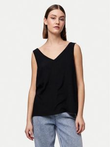 Pieces Top Franan 17146424 Czarny Regular Fit. Czarne topy Pieces, xs, bez wzorów, z syntetyku, bez kołnierzyka, bez ramiączek. Za 69,99 zł.
