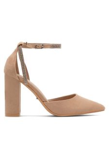 DeeZee Czółenka LISA KL-HT4587-21 Beżowy. Brązowe czółenka DeeZee, bez wzorów, z materiału, bez obcasa, bez zapięcia. Za 129,99 zł.