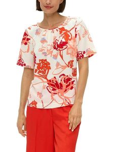 S.Oliver Bluzka w kolorze biało-czerwonym rozmiar: 38. Białe bluzki s.Oliver, s, bez wzorów, bez kołnierzyka, bez ramiączek. Za 53,04 zł.